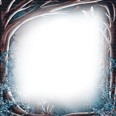 soave frame gothic fantasy tree forest BLUE BROWN - PNG gratuit