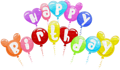 text happy birthday anniversaire geburtstag  colored  tube balloon ballon  deco - png gratuito