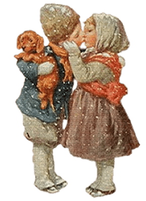 niños beso invierno navidad   dubravka4 - PNG gratuit