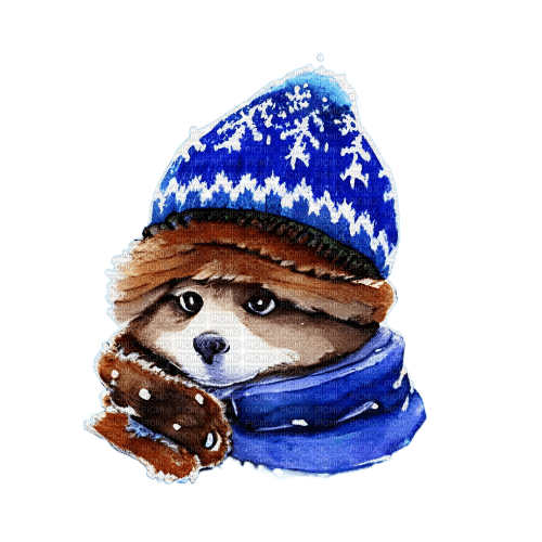 kikkapink watercolor cute animal winter - PNG gratuit