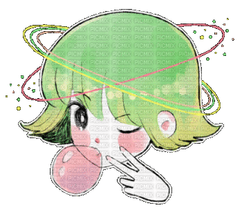 Cute green rings anime girl [Basilslament] - GIF animé gratuit