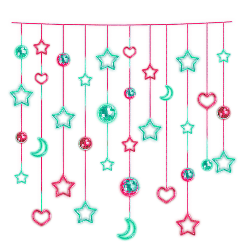 Stars.Moons.Hearts.Balls.Pink.Teal - 免费PNG