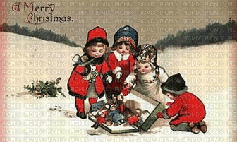 Merry Christmas Card, vintage - Darmowy animowany GIF
