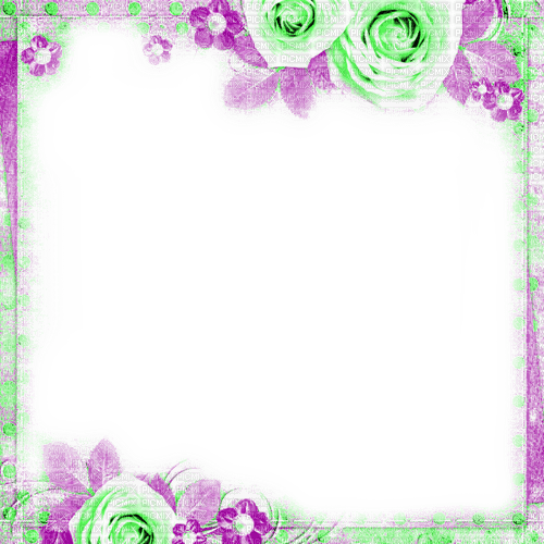 Roses.Frame.Purple.Green - By KittyKatLuv65 - gratis png