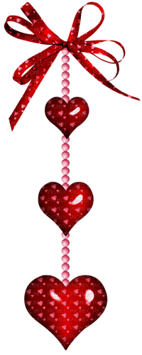 Hanging.Hearts.Red.Pink - Free PNG