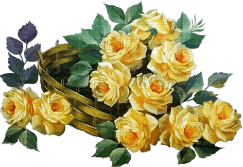 Yellow roses flowers deco [Basilslament] - png ฟรี