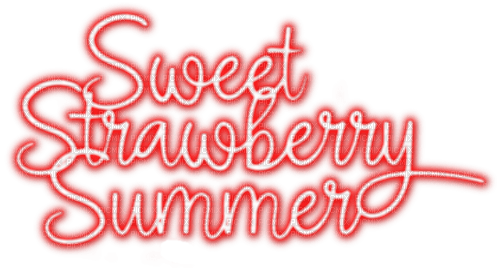Strawberry.Neon.Text.Red - By KittyKatLuv65 - ingyenes png