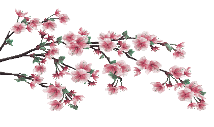 soave animated branch flowers pink green - GIF animé gratuit