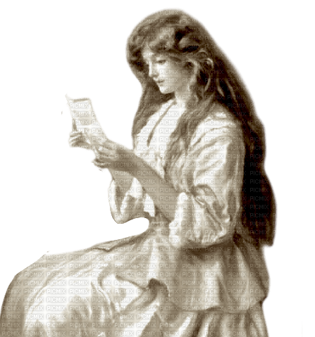 Vintage Woman With A letter - безплатен png