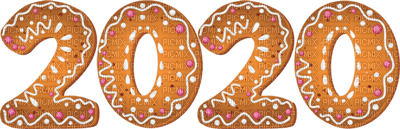 2020 new year deco  text gingerbread - darmowe png