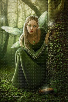fairy fantasy green laurachan - png ฟรี