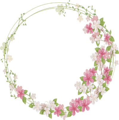 cadre cercle pink fleur frame flowers circle - PNG gratuit
