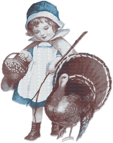 soave children girl thanksgiving  turkey vintage - nemokama png