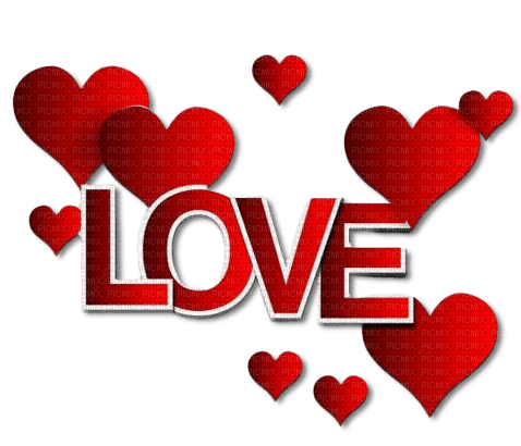 Love.Text.Red.Hearts.Victoriabea - PNG gratuit