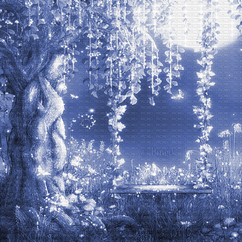 Y.A.M._Fantasy Landscape background blue - Besplatni animirani GIF