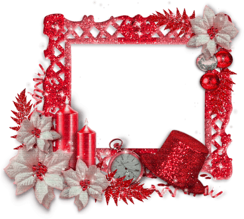 New Years.Frame.White.Red - kostenlos png