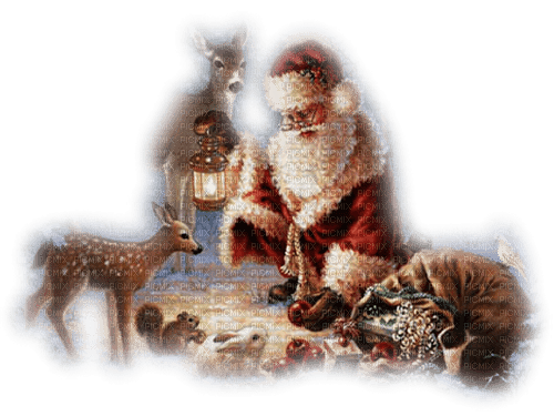santa claus animales navidad vintage dubravka4 - PNG gratuit