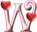 Kaz_Creations Alphabets With Heart Pink Colours Letter W - GIF animé gratuit