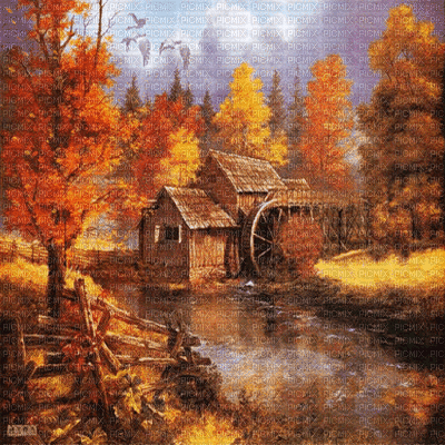 fondo otoño paisage  gif dubravka4 - 無料のアニメーション GIF