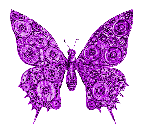 Steampunk.Butterfly.Purple - By KittyKatLuv65 - Free animated GIF