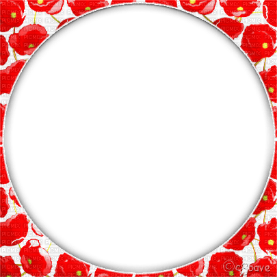 soave frame circle  flowers poppy  red white - png gratis