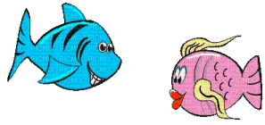 fishes love kiss - Bezmaksas animēts GIF