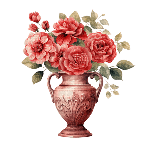 ♥❀❀❀❀ sm3 roses flower red vase - png grátis