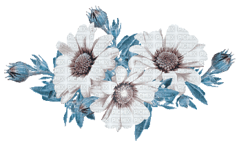 soave deco flowers branch animated blue brown - GIF animate gratis