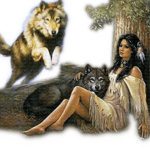 Rena Indianerin Wölfe Frau Woman - zdarma png