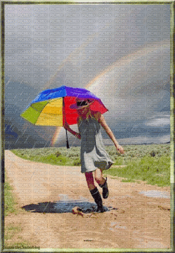 maj gif femme et parapluie - Bezmaksas animēts GIF