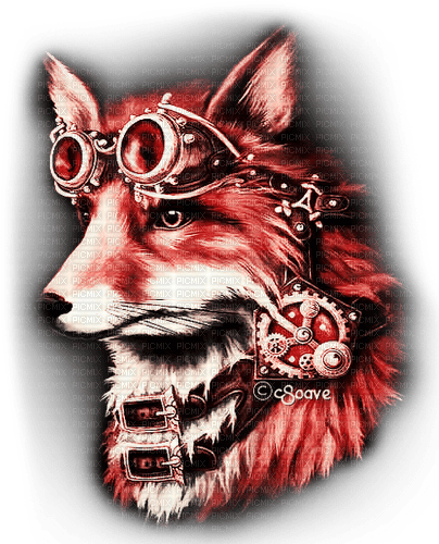soave animals fox steampunk pink - Free PNG