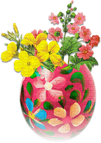 soave deco flowers  easter eggs  pink yellow - Free PNG