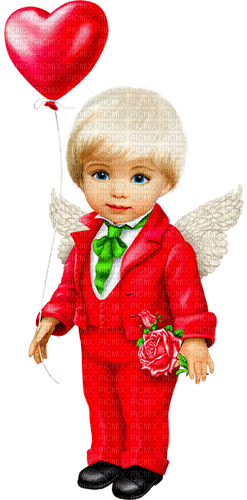 Angel.Heart.Balloon.Rose.White.Red.Green - Free PNG
