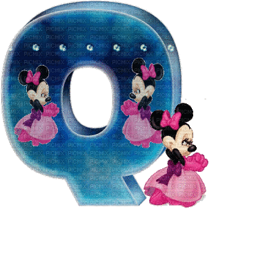image encre animé effet lettre Q Minnie Disney  edited by me - Nemokamas animacinis gif