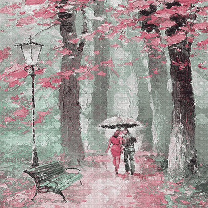 soave background animated autumn park rain tree - Бесплатни анимирани ГИФ