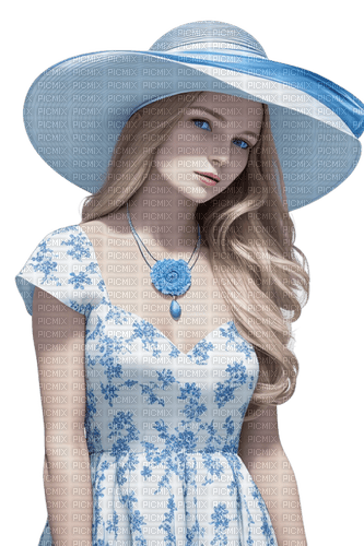 Woman in blue. Hat. Leila - бесплатно png