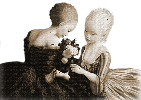 soave woman friends vintage fantasy surreal sepia - 免费PNG
