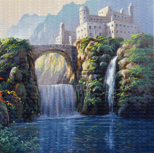 Rena Schloss Wasserfall Hintergrund Landschaft - bezmaksas png