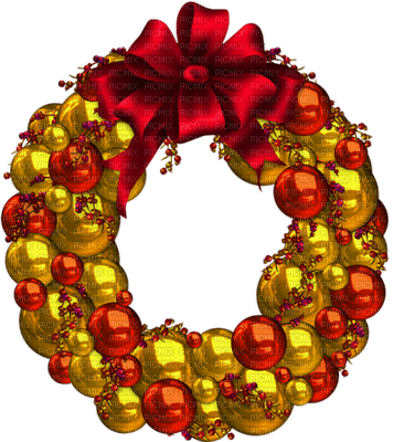 Gold & Red Wreath - PNG gratuit