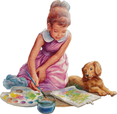 child with dog bp - Безплатен анимиран GIF
