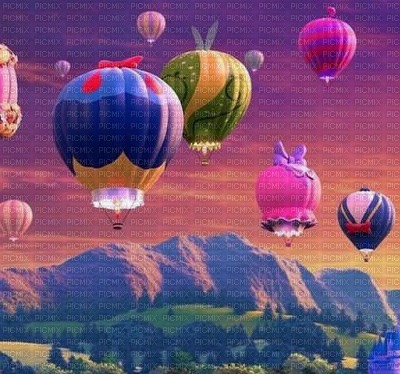 image encre montgolfière fantaisie ballon dirigeable paysage pastel edited by me - png ฟรี