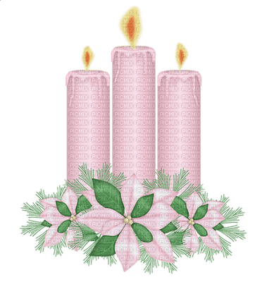 Kaz_Creations Deco Candles Flowers Pink - gratis png