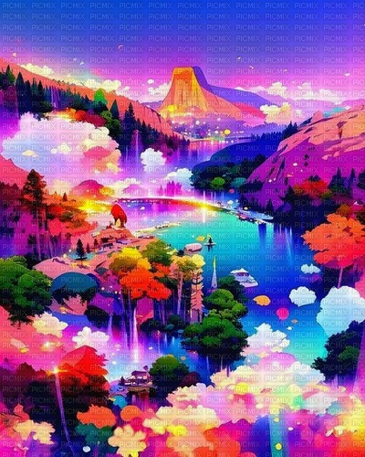 fantasy rainbow background landscape - nemokama png