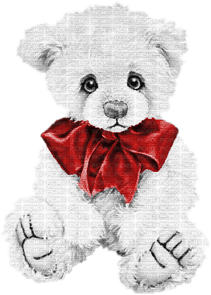 soave deco toy bear black white red - zdarma png
