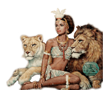 fantasy woman and lions nataliplus - ücretsiz png