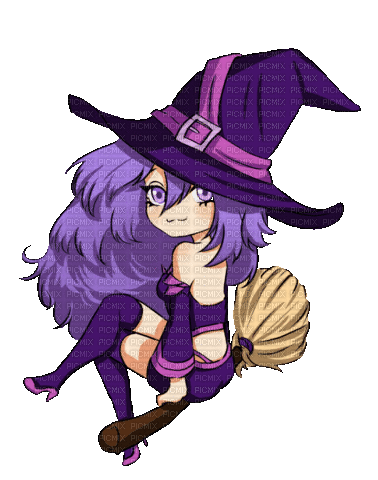 anime witch purple halloween - GIF animé gratuit