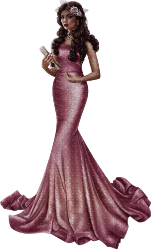 Woman Femme Evening Gown Pink - bezmaksas png