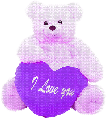 Teddy.Bear.Heart.Love.Purple - PNG gratuit