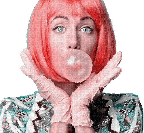 woman pink bubble dolceluna - GIF animado gratis