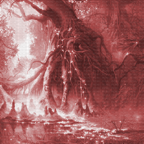 Y.A.M._Fantasy forest background red - GIF เคลื่อนไหวฟรี